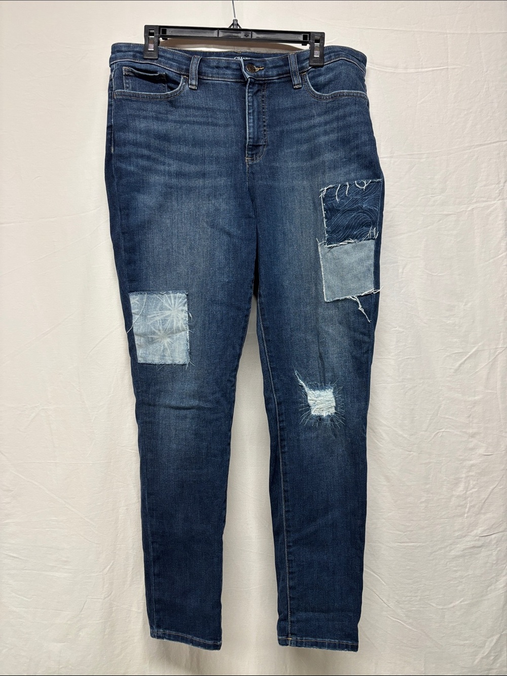 Chaps Women's Dark Blue Skinny Jeans with Light Patchwork